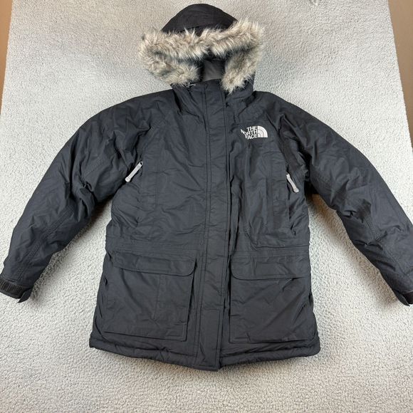 The North Face Jackets & Blazers - The North Face Down Jacket Womens Small Black Hooded Parka Removable Fur Outdoor